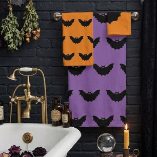 Halloween Black Bat Bath Towel Set