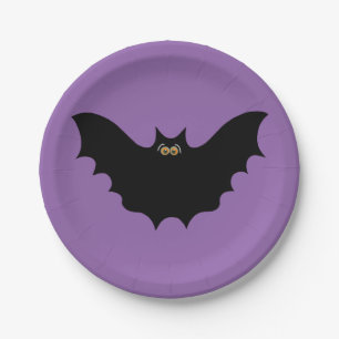Halloween Black Bat Paper Plate