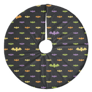 Halloween Black Bats Holiday Custom Retro Fleece Tree Skirt