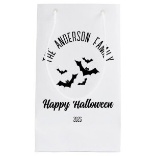 Halloween Black Bats Personalized Name Year Small Gift Bag
