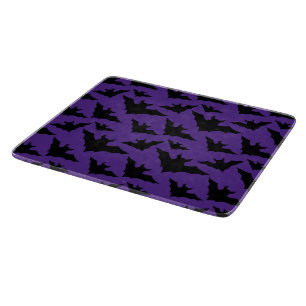 Halloween black bats purple cool spooky pattern cutting board