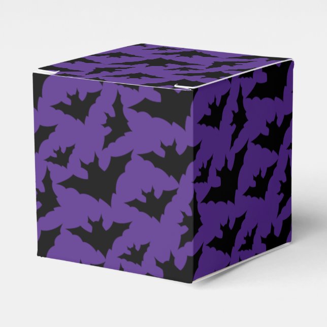 Halloween black bats purple cool spooky pattern favor box (Front Side)