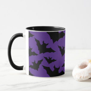 Halloween black bats purple cool spooky pattern mug