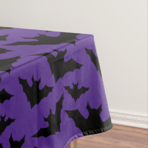 Halloween black bats purple cool spooky pattern tablecloth