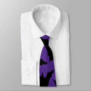 Halloween black bats purple cool spooky pattern tie