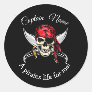 Halloween Black Captain Pirate Legend Classic Round Sticker