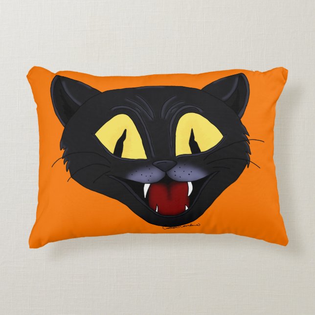 Halloween Black Cat Accent Pillow (Front)