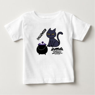 Halloween Black Cat and Cauldron with "Scary Mode" Baby T-Shirt