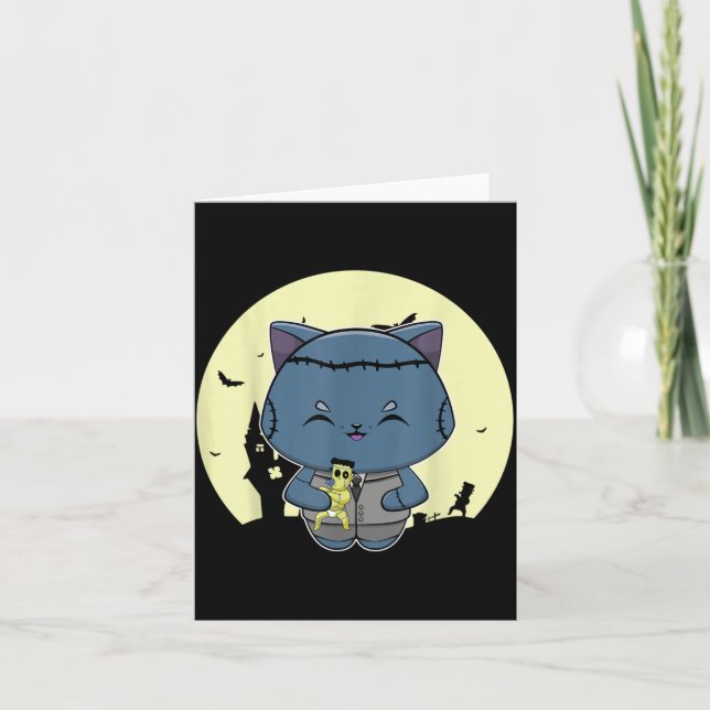 Halloween Black Cat And Magic Monster Doll For Card (Front)