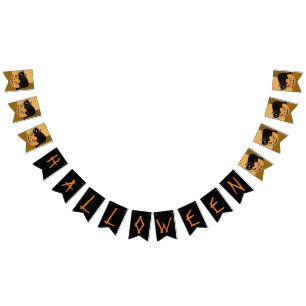 Halloween Black Cat and Pumpkin  Bunting Flags