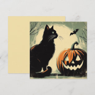 Halloween Black Cat and Pumpkin Card