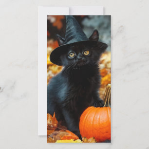 Halloween Black Cat and Pumpkin Card