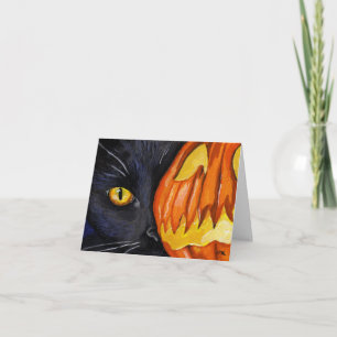 Halloween Black Cat and Pumpkin Card