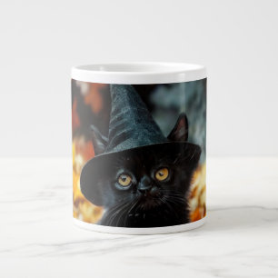 Halloween Black Cat and Pumpkin Large Coffee Mug