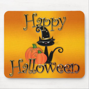 Halloween Black Cat and Pumpkin Mouse Pad