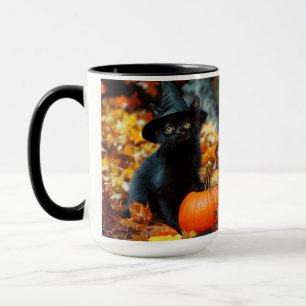 Halloween Black Cat and Pumpkin Mug