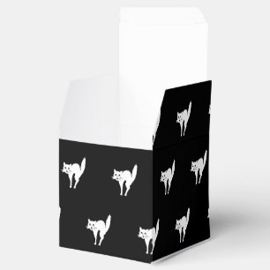 Halloween black cat black and white pattern favor box