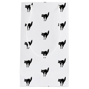 Halloween black cat black and white pattern favour small gift bag