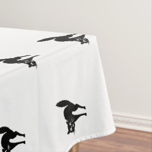 Halloween black cat black & white cute pattern tablecloth