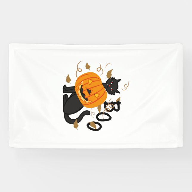 Halloween Black cat Boo Banner (Horizontal)