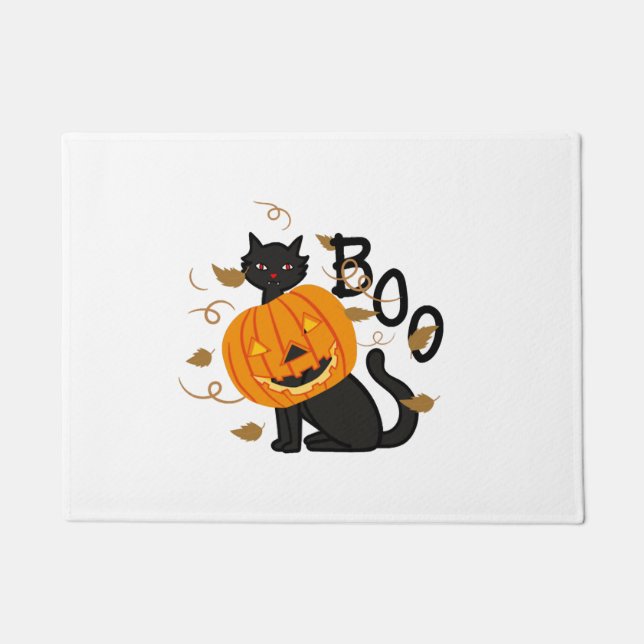 Halloween Black cat Boo Doormat (Front)