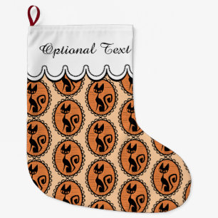 Halloween Black Cat Cameo Large Christmas Stocking