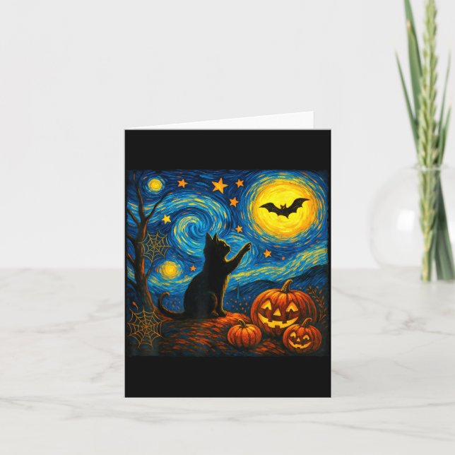 Halloween Black Cat Cat Lovers Cat Card (Front)