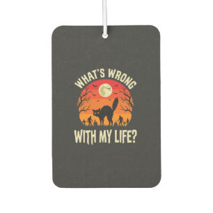 Halloween Black Cat Cemetery Horror Graphic Air Freshener