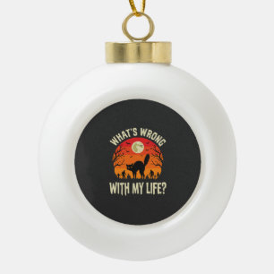 Halloween Black Cat Cemetery Horror Graphic Ceramic Ball Christmas Ornament