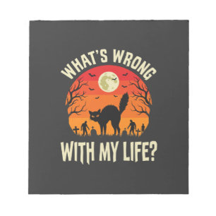 Halloween Black Cat Cemetery Horror Graphic Notepad