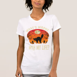 Halloween Black Cat Cemetery Horror Graphic T-Shirt