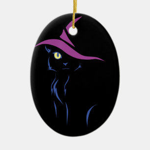 Halloween Black Cat Ceramic Ornament