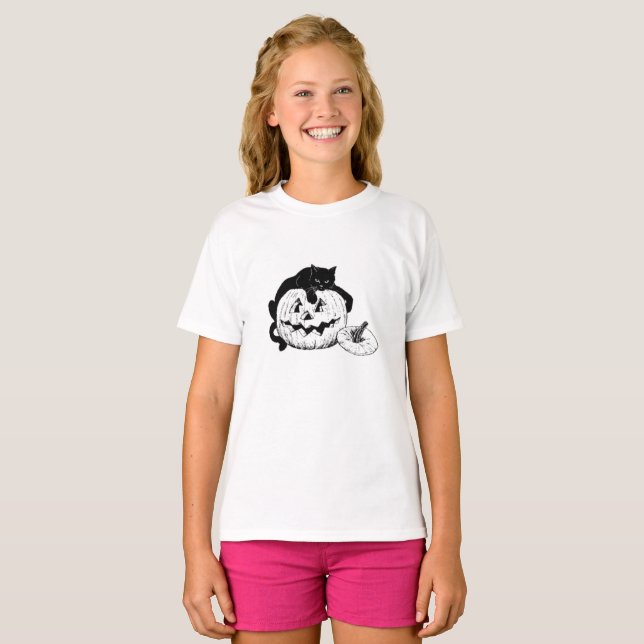 Halloween Black Cat - Childrens T-Shirt (Front Full)