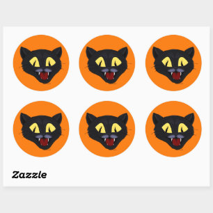 Halloween Black Cat Classic Round Sticker
