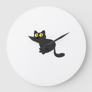 Halloween Black Cat Classic T-Shirt Large Clock