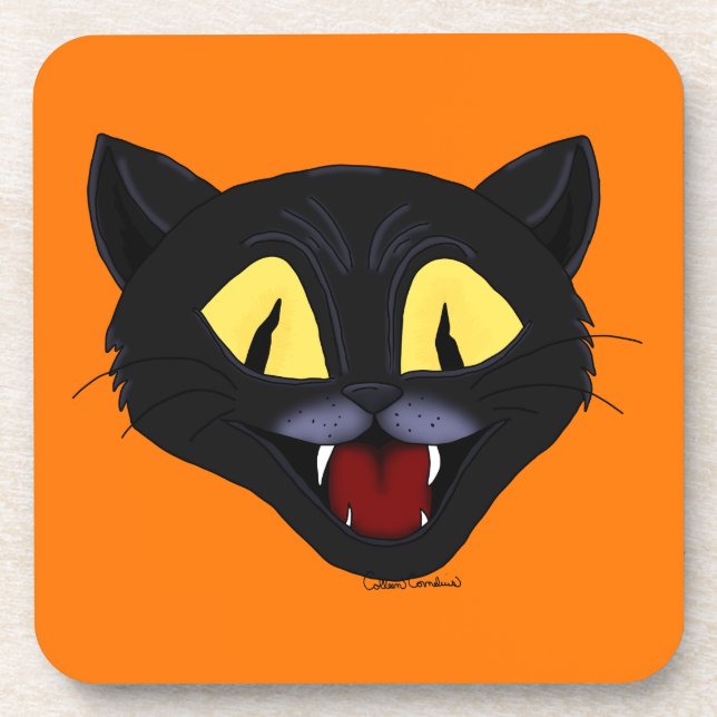 Halloween Black Cat  Coaster (Front)