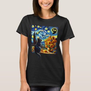 Halloween Black Cat Comma La Starry Night Art Kama T-Shirt