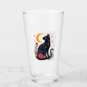 Halloween Black Cat Costume Mystical Cat Lover Wom Glass