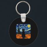 Halloween Black Cat Costume Van Gogh Starry Night  Keychain<br><div class="desc">Halloween Black Cat Costume Van Gogh Starry Night Men Women</div>