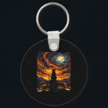Halloween Black Cat Costume Van Gogh Starry Night  Keychain<br><div class="desc">Halloween Black Cat Costume Van Gogh Starry Night Men Women</div>