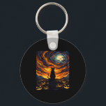 Halloween Black Cat Costume Van Gogh Starry Night  Keychain<br><div class="desc">Halloween Black Cat Costume Van Gogh Starry Night Men Women</div>