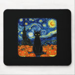 Halloween Black Cat Costume Van Gogh Starry Night  Mouse Pad<br><div class="desc">Halloween Black Cat Costume Van Gogh Starry Night Men Women</div>