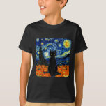 Halloween Black Cat Costume Van Gogh Starry Night  T-Shirt<br><div class="desc">Halloween Black Cat Costume Van Gogh Starry Night Men Women</div>