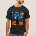Halloween Black Cat Costume Van Gogh Starry Night  T-Shirt<br><div class="desc">Halloween Black Cat Costume Van Gogh Starry Night Men Women</div>