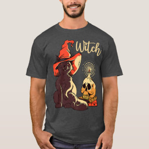 Halloween Black Cat Costume Witch Hat & Moon Men W T-Shirt