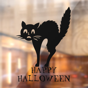 Halloween black cat custom text decorations window cling