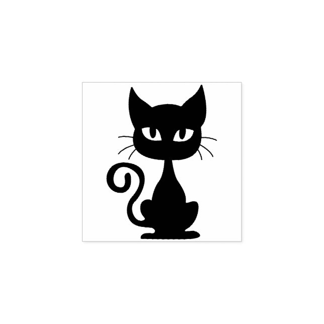 Halloween Black Cat Cute Rubber Stamp (Imprint)