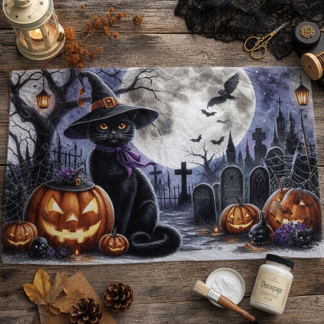 Halloween Black Cat Decoupage Tissue Paper (Creator Uploaded)