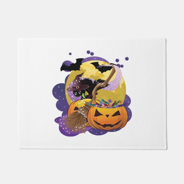 Halloween black cat doormat (Front)