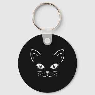 Halloween Black Cat Face _ Kitty Lover Keychain
